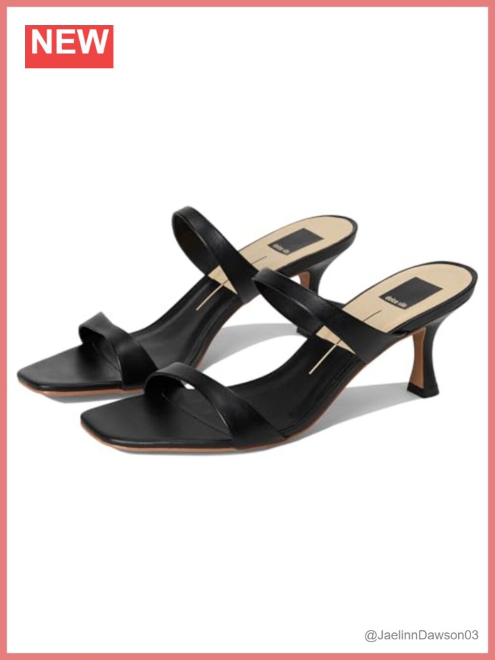 Women's Leather Kitten Heel Slide Sandals Double Strap Open Toe